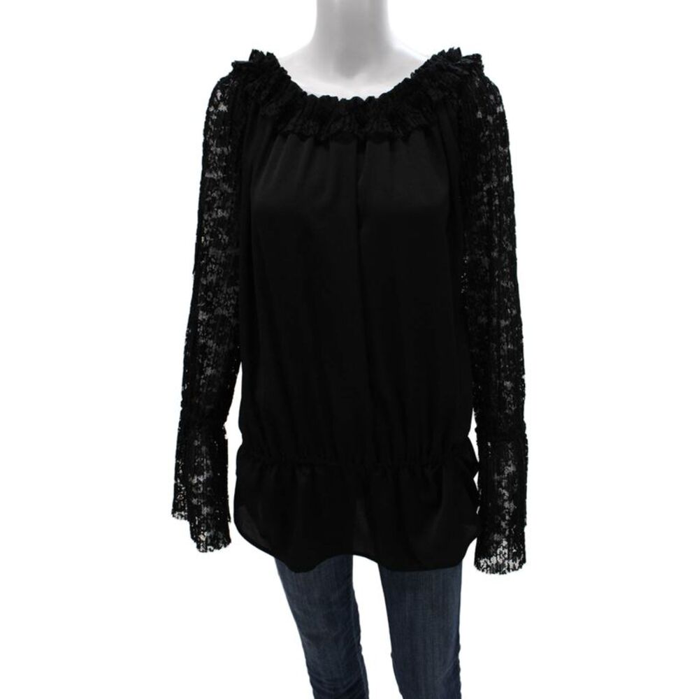 Monaco Women Off the Shoulder Black Tunic 3/4 Sleeve Polyester Size One Size
